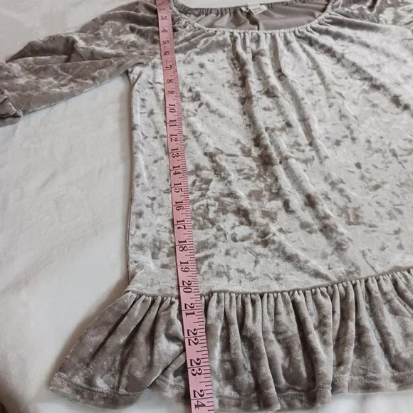 Beachllunchlounge, Crushed Velvet Peasant Top, X-S, Bell Sleeve, Ruffled, Boho - Picture 10 of 11